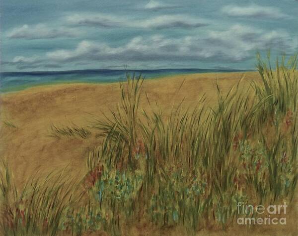  Art Print featuring the painting Beach and Clouds by Barrie Stark