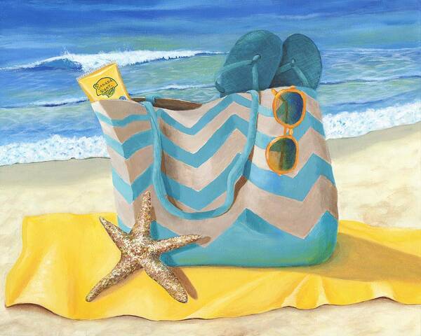 Coastal Art Print featuring the painting Beach Bag by Donna Tucker