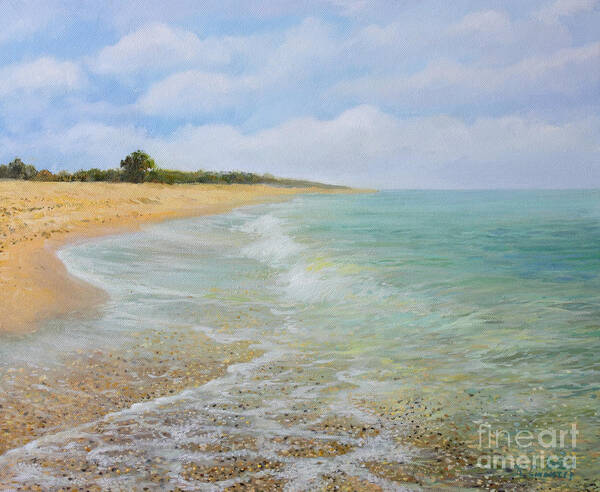 Aqua Art Print featuring the painting Beach Krapets by Kiril Stanchev