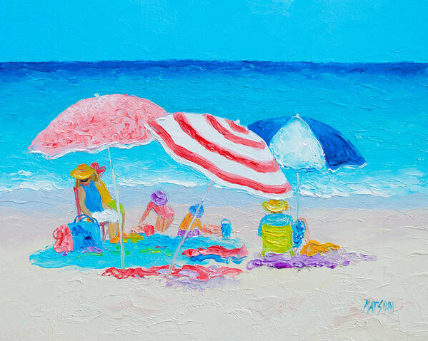 Beach Art Print featuring the painting Beach Painting - Summer beach vacation by Jan Matson
