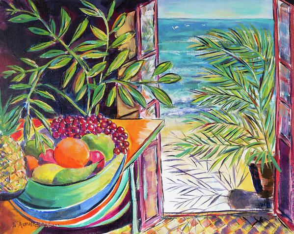 Acrylic Art Print featuring the painting Beach View From A Window by Seeables Visual Arts