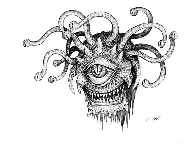 Beholder Art Print featuring the drawing Beholder by Aaron Spong