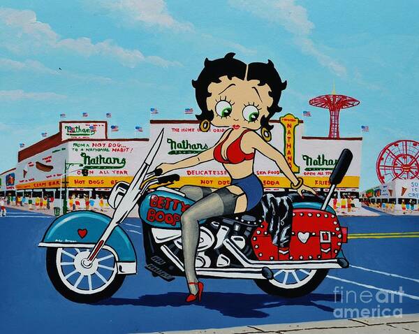 Betty Boop Art Print featuring the painting Betty Boop at Coney by Thomas Kolendra