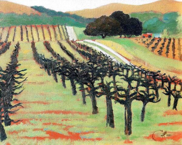 Vineyard Art Print featuring the painting Between Crops by Gary Coleman