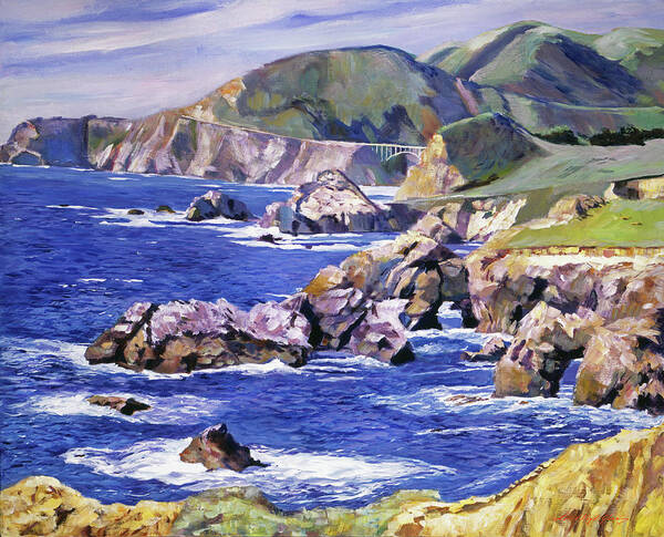 Seascape Art Print featuring the painting Big Sur California Coast by David Lloyd Glover