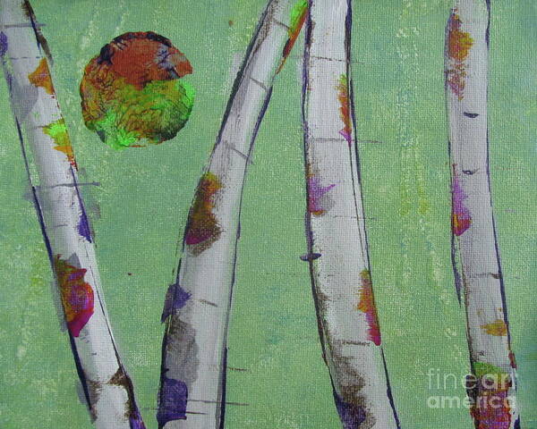 Abstract Art Print featuring the painting Birch - Lt. Green 3 by Jacqueline Athmann