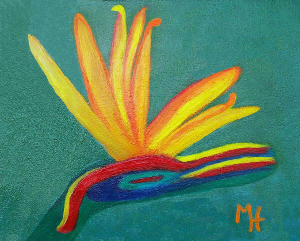 Flower Art Print featuring the painting BIRD of Paradise by Margaret Harmon