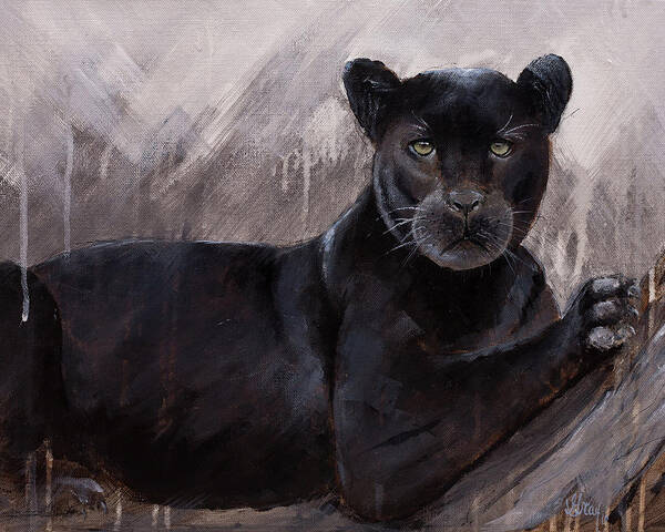 Black Panther Art Print featuring the painting Black Panther by Gray Artus