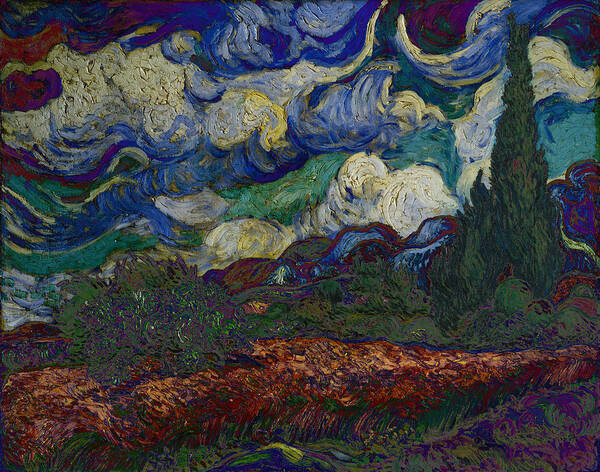 Post Modern Art Print featuring the digital art Blend 19 van Gogh by David Bridburg