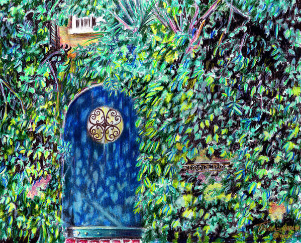 Ivy Art Print featuring the painting Blue Door Green Ivy by Thomas Hamm