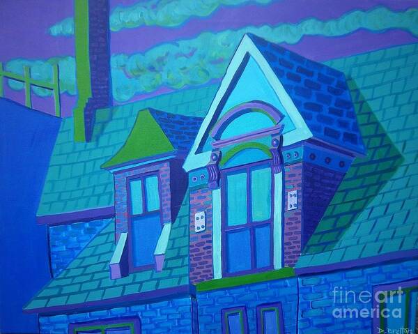 Blue Art Print featuring the painting Blue Gloucester Rooftop by Debra Bretton Robinson
