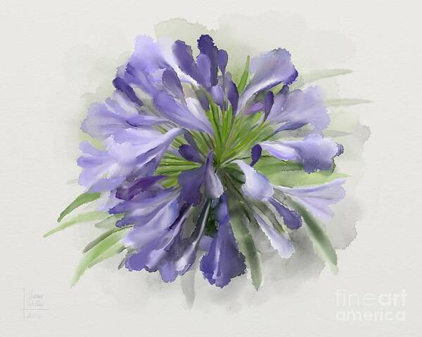 Blue Art Print featuring the painting Blue purple flowers by Ivana Westin