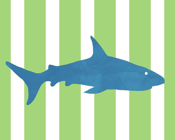 Shark Art Print featuring the mixed media Blue Shark 2- Art by Linda Woods by Linda Woods