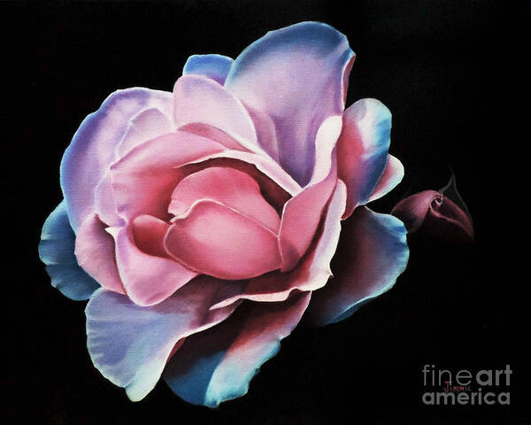 Blue Tipped Rose Art Print featuring the painting Blue Tipped Rose by Jimmie Bartlett