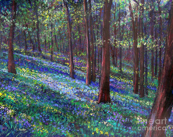Acrylic Art Print featuring the painting Bluebell Woods by Li Newton