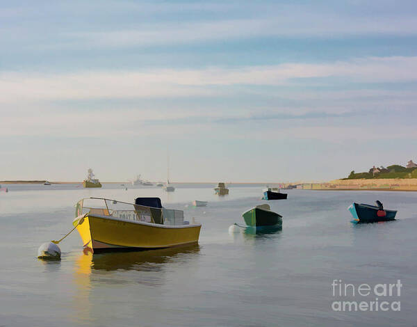 Cape Cod Art Print featuring the digital art Boats in Chatham Harbor by Lorraine Cosgrove
