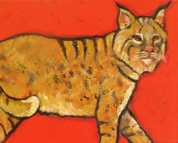 Bobcat Art Print featuring the painting Bobcat Watching by Carol Suzanne Niebuhr