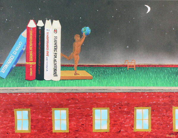 Surrealism Art Print featuring the painting Books of Knowledge by Thomas Blood