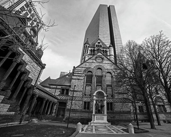 Boston Art Print featuring the photograph Boston Trinity Church and Hancock Building Boston MA Black and White by Toby McGuire