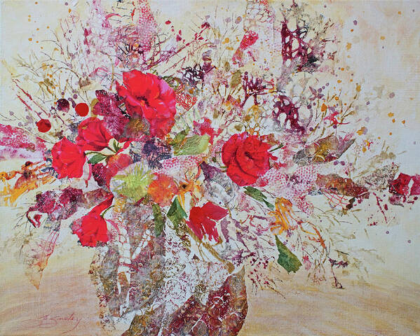 Floral Art Print featuring the painting Paper Roses by Jo Smoley
