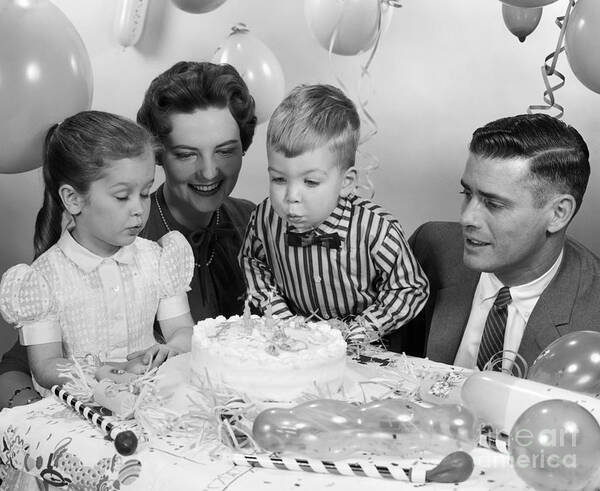 1950s Art Print featuring the photograph Boys Second Birthday Party, C.1950s by H. Armstrong Roberts/ClassicStock