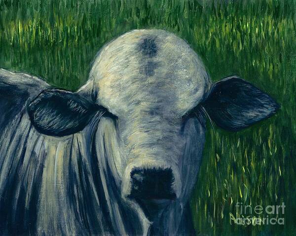 #brahma #brahman #cows #animals #livestock Art Print featuring the painting Brahma Bull by Allison Constantino