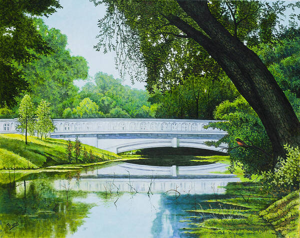 Bridge Art Print featuring the painting Bridges of Forest Park III by Michael Frank