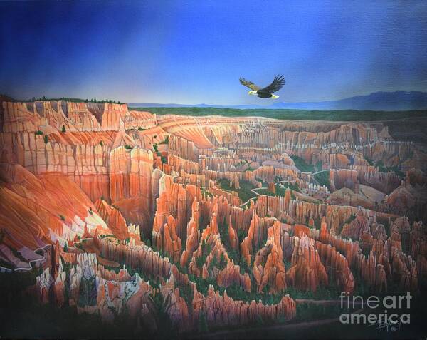 Bryce Canyon National Park Art Print featuring the painting Bryce Point by Jerry Bokowski