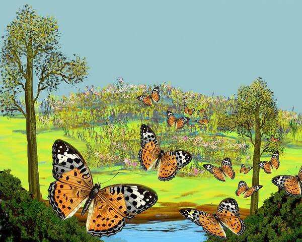 Butterflies Art Print featuring the digital art Butterfly Effect by Tony Rodriguez