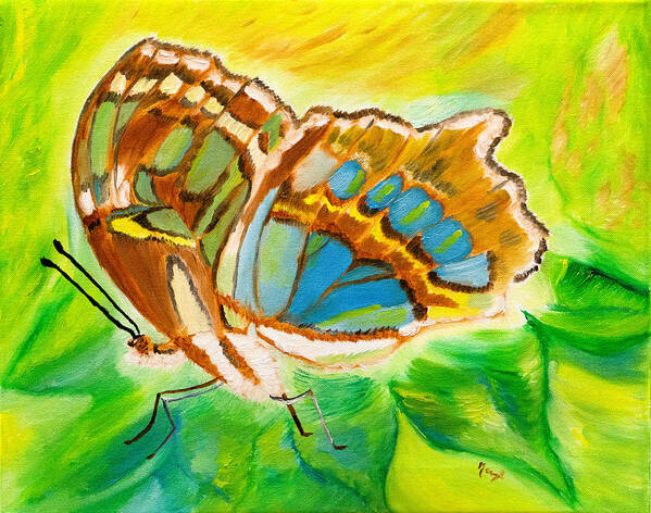 Malachite Butterfly Art Print featuring the painting Malachite Butterfly Delight by Meryl Goudey