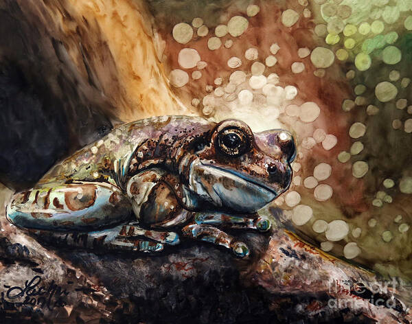 Frog Art Print featuring the drawing Camouflage by Lachri