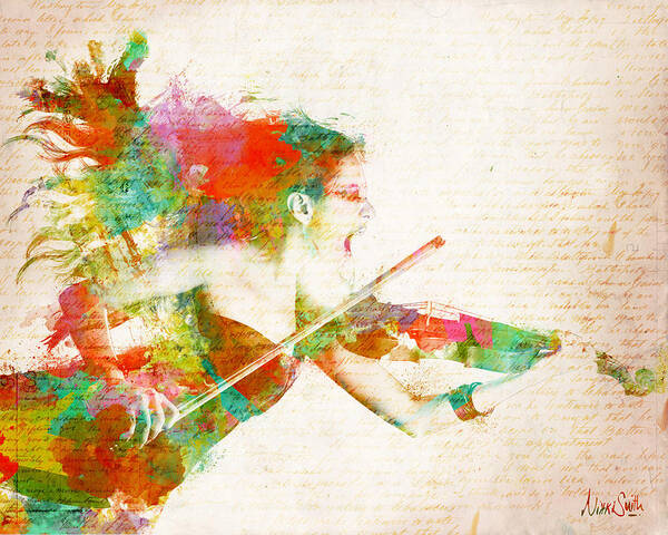 Violin Art Print featuring the digital art Can You Hear Me Now by Nikki Smith
