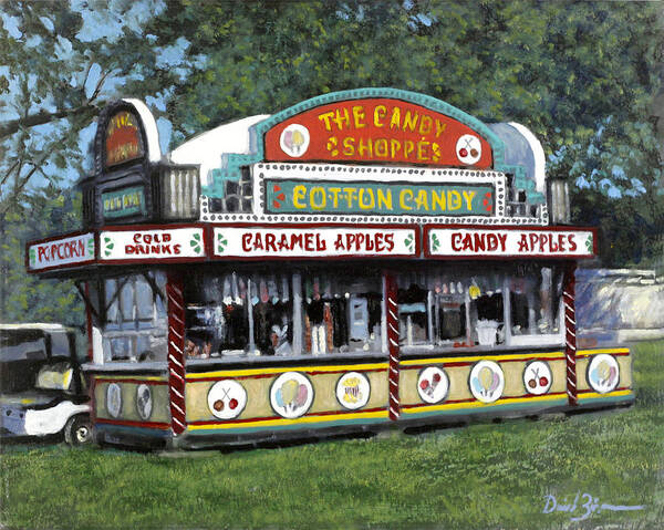 Carnival Paintings Art Print featuring the painting Candy Shoppe by David Zimmerman
