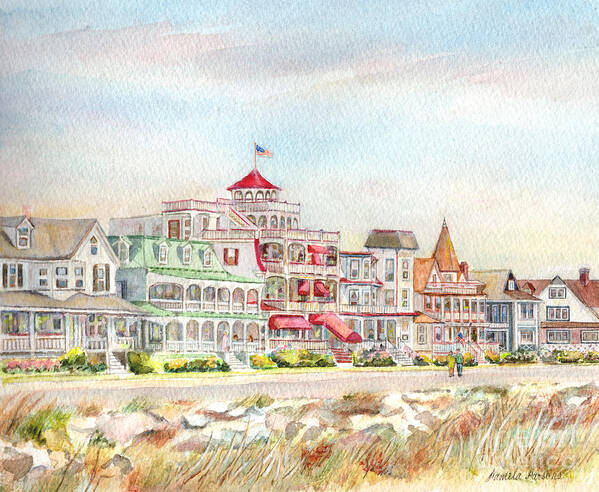 Cape May Promenade Art Print featuring the painting Cape May Promenade Cape May New Jersey by Pamela Parsons