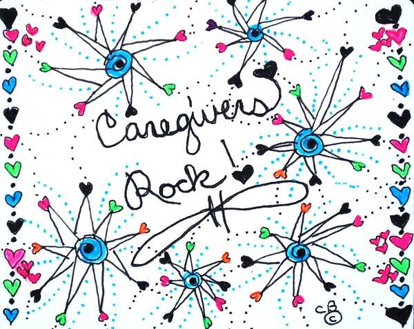 Caregiver Art Print featuring the drawing Caregivers Rock by Carole Brecht