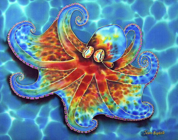 Octopus Art Art Print featuring the painting Caribbean Octopus by Daniel Jean-Baptiste