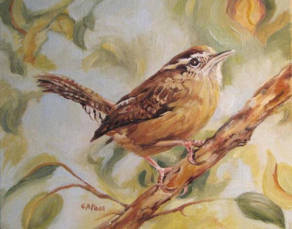 Birds Art Print featuring the painting Carolina Wren II by Cheryl Pass