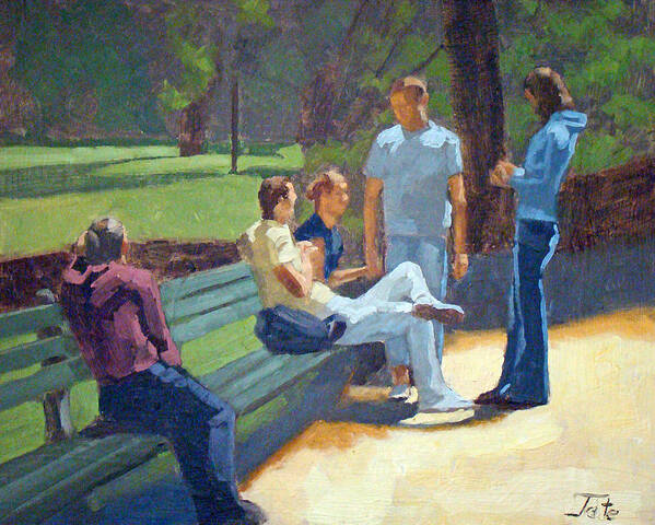 People Art Print featuring the painting Central Park visit by Tate Hamilton