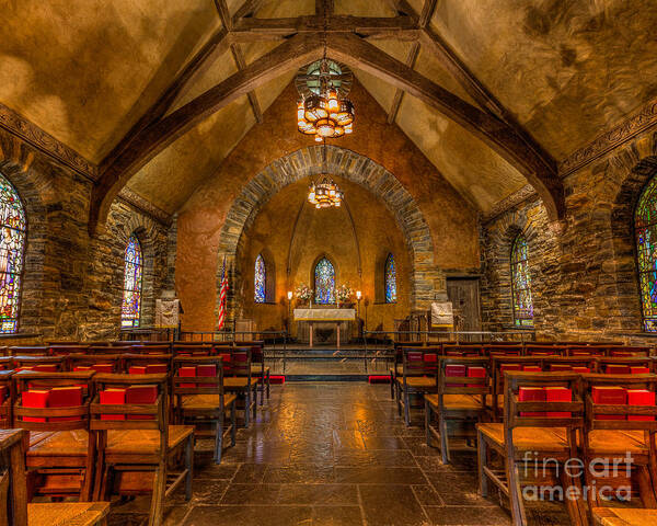 Church Art Print featuring the photograph Chapel in the Woods Sanctuary by Rod Best