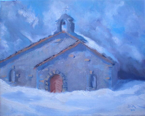 Landscrape In Zermatt Art Print featuring the painting Chapel Of Assent by Bryan Alexander