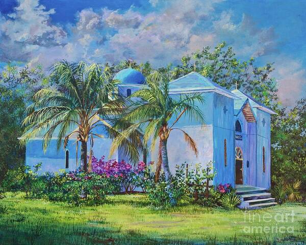 Palms Art Print featuring the painting Chapel of St. Panteleimon by AnnaJo Vahle