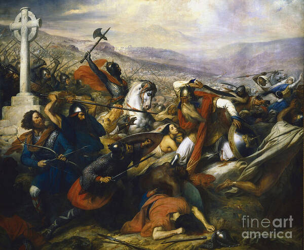 Charles De Steuben Art Print featuring the painting Charles Martel in the Battle of Tours by Celestial Images