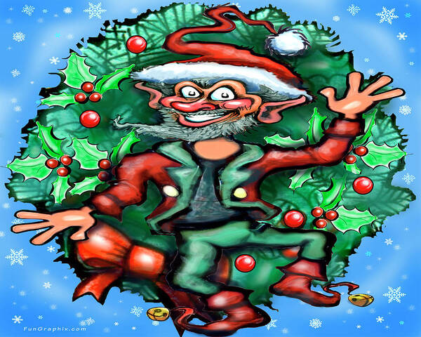 Christmas Art Print featuring the digital art Christmas Elf by Kevin Middleton