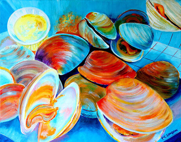 Clams Art Print featuring the painting Clams at the Jersey Shore by Phyllis London