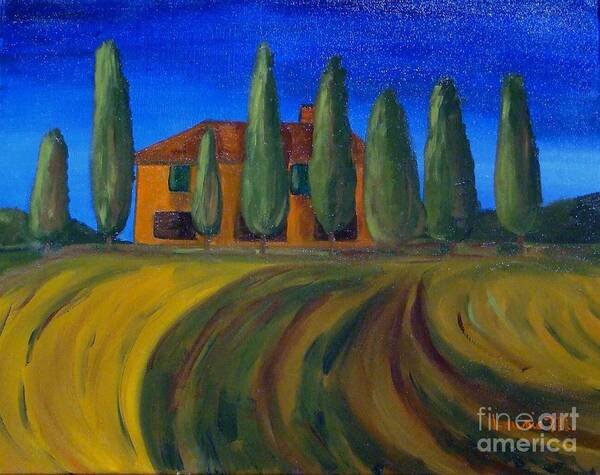 Tuscany Art Print featuring the painting Classic Tuscan Sunset by Laurie Morgan