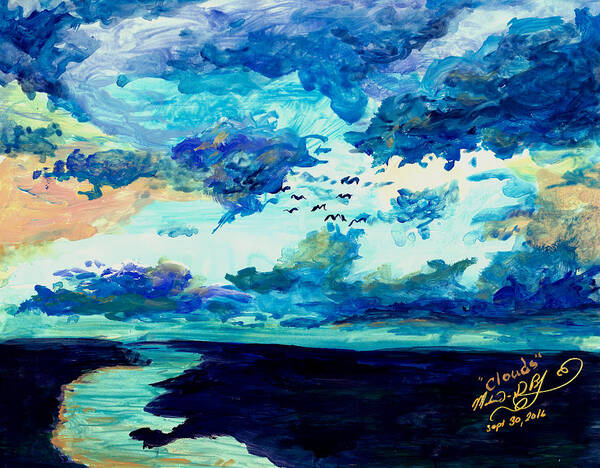 Cloud Art Print featuring the painting Clouds by Melinda Dare Benfield