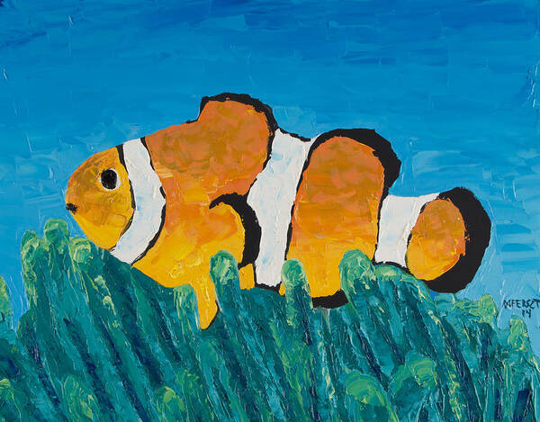 Fish Art Print featuring the painting Clownfish by Nick Ferszt