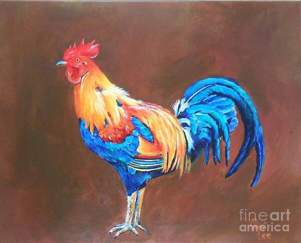 Rooster Art Print featuring the painting Colorful Rooster by Cami Lee