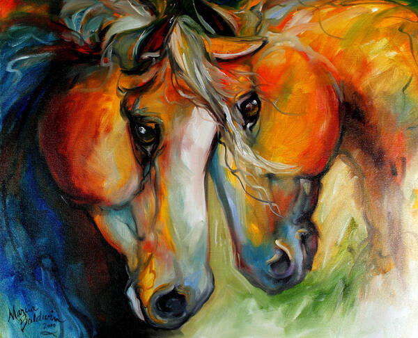 Horse Art Print featuring the painting Companions Equine Art by Marcia Baldwin