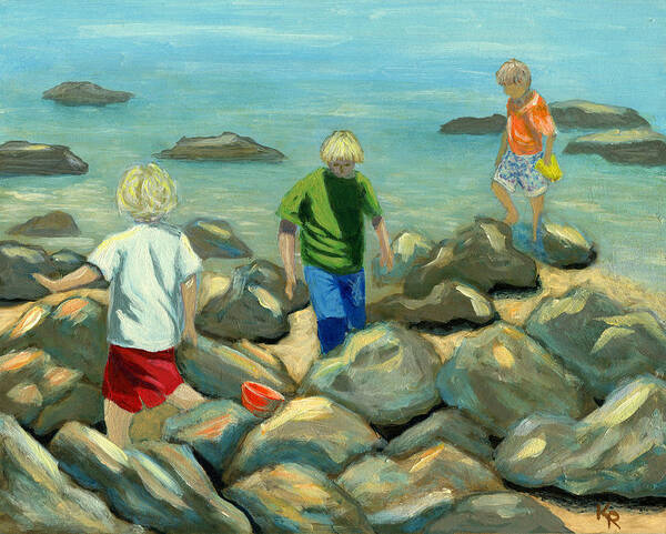 Beach Scene Art Print featuring the painting Coronado Island Expedition by Karyn Robinson